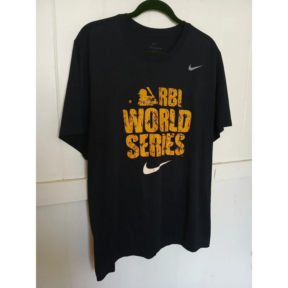 Nike RBI World Series Dri FIT Athletic T Shirt Mens XXL Black Softball Baseball